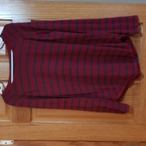 Sweater, red with gray stripes